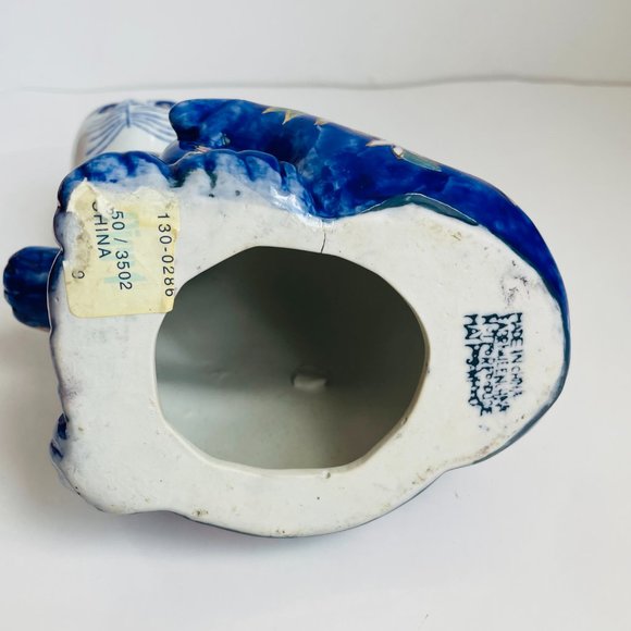 Vintage Hand Painted Porcelain Decorative Blue Sitting Cat Figurine 8” - Picture 10 of 12